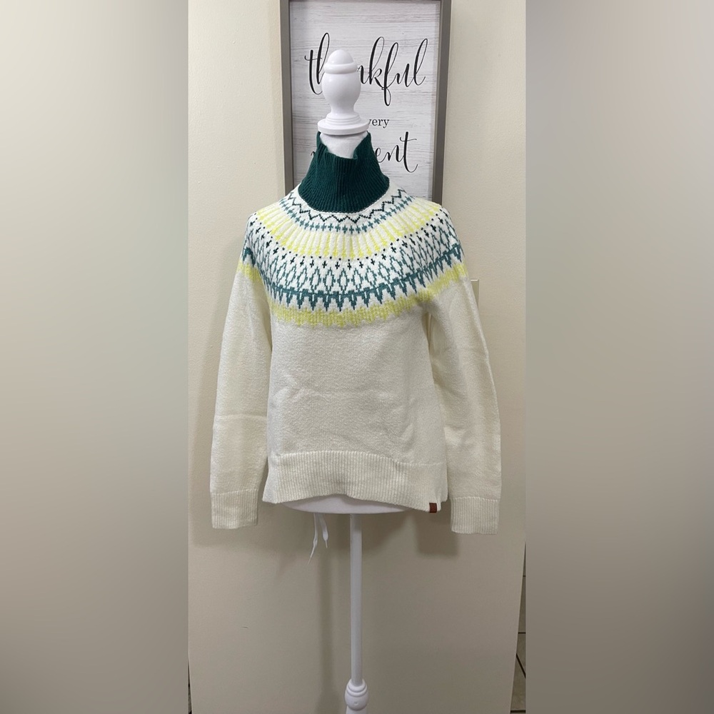Alpine Design Dawn Calm Fair Isle Mock Neck Sweater Pullover Size XS.